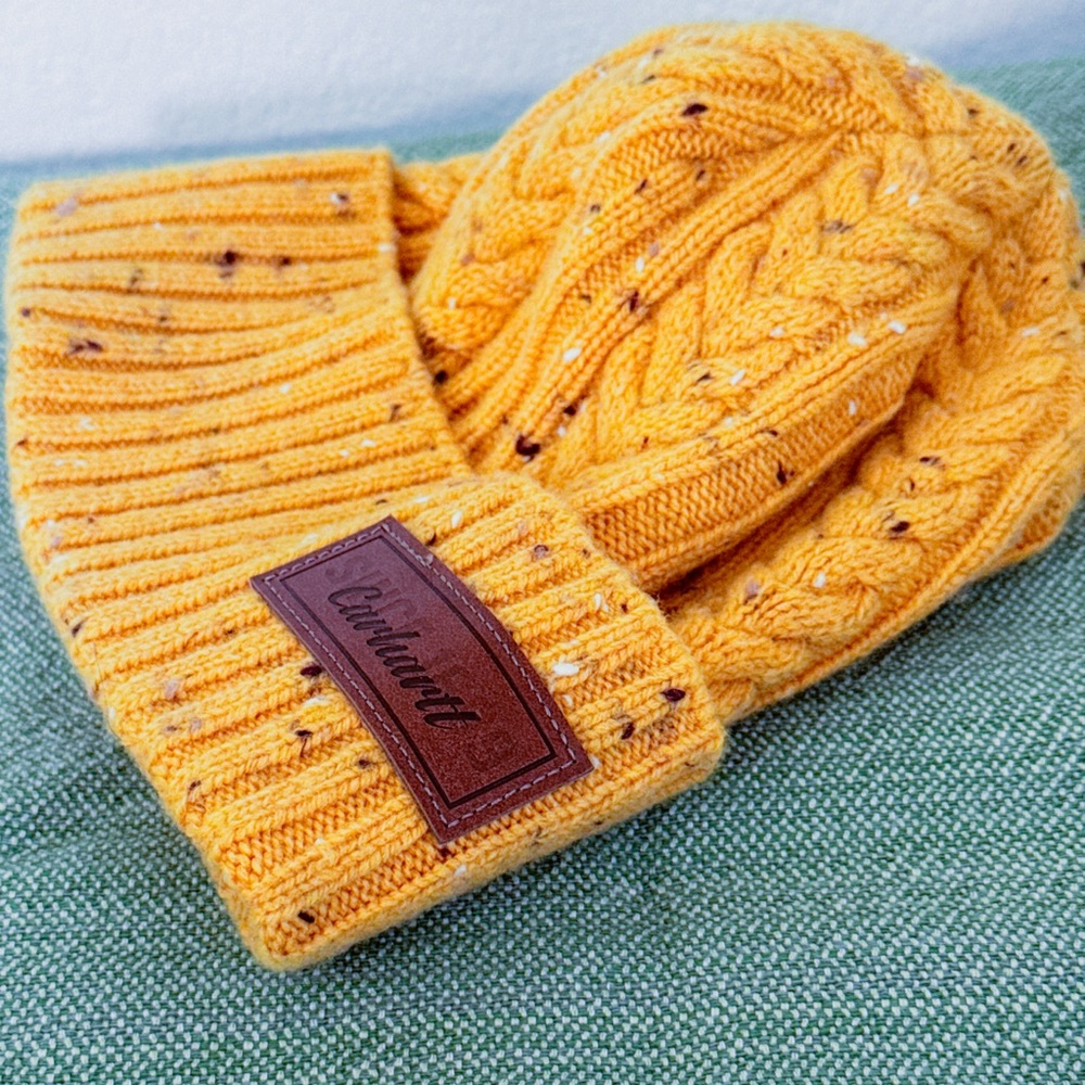 Carhartt Yellow Cable Knit Beanie Hat